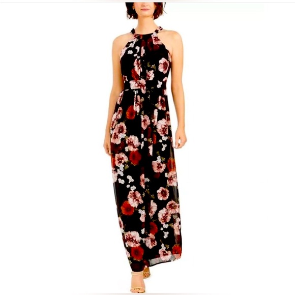 INC International Concepts Dresses & Skirts - INC International Concepts - Halter-Top Dark Floral Lightweight Maxi Dress - 18